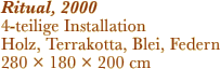 Ritual, 2000 4-teilige Installation Holz, Terrakotta, Blei,