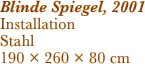 Blinde Spiegel, 2001 Installation Stahl 190 × 260